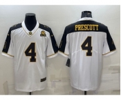 Men's Dallas Cowboys #4 Dak Prescott White Gold Edition With 1960 Patch Limited Stitched Football Jersey