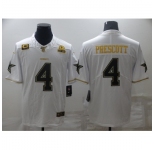 Men's Dallas Cowboys #4 Dak Prescott White Gold Limited Player Jersey