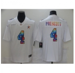 Men's Dallas Cowboys #4 Dak Prescott White Rainbow Version Nike Limited Jersey