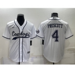 Men's Dallas Cowboys #4 Dak Prescott White Stitched Cool Base Nike Baseball Jersey