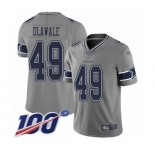 Men's Dallas Cowboys #49 Jamize Olawale Limited Gray Inverted Legend 100th Season Football Jersey