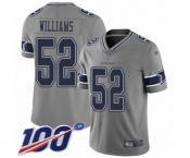 Men's Dallas Cowboys #52 Connor Williams Limited Gray Inverted Legend 100th Season Football Jersey