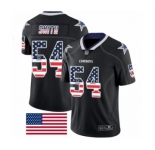 Men's Dallas Cowboys #54 Jaylon Smith Limited Black Rush USA Flag Football Jersey