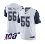 Men's Dallas Cowboys #55 Leighton Vander Esch Limited White Rush Vapor Untouchable 100th Season Football Jersey
