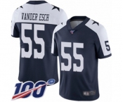 Men's Dallas Cowboys #55 Leighton Vander Esch Navy Blue Throwback Alternate Vapor Untouchable Limited Player 100th Season Football Jersey