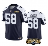 Men's Dallas Cowboys #58 Mazi Smith Navy White 2023 F.U.S.E. NFC East Champions Patch Football Stitched Jersey