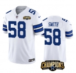 Men's Dallas Cowboys #58 Mazi Smith White 2023 F.U.S.E. NFC East Champions Patch Football Stitched Jersey