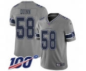 Men's Dallas Cowboys #58 Robert Quinn Limited Gray Inverted Legend 100th Season Football Jersey