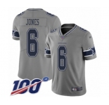 Men's Dallas Cowboys #6 Chris Jones Limited Gray Inverted Legend 100th Season Football Jersey