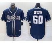 Men's Dallas Cowboys #60 Tyler Guyton Navy Cool Base Stitched Baseball Jersey
