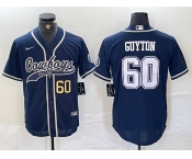 Men's Dallas Cowboys #60 Tyler Guyton Navy Cool Base Stitched Baseball Jerseys