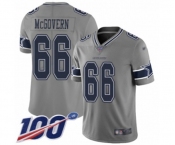 Men's Dallas Cowboys #66 Connor McGovern Limited Gray Inverted Legend 100th Season Football Jersey
