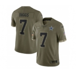 Men's Dallas Cowboys #7 Trevon Diggs 2022 Olive Salute To Service Limited Stitched Jersey