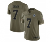 Men's Dallas Cowboys #7 Trevon Diggs 2022 Olive Salute To Service Limited Stitched Jersey
