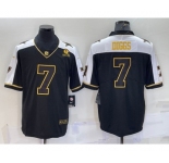 Men's Dallas Cowboys #7 Trevon Diggs Black Gold Thanksgiving With Patch Stitched Jersey