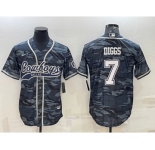 Men's Dallas Cowboys #7 Trevon Diggs Grey Camo With Patch Cool Base Stitched Baseball Jersey
