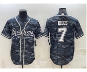 Men's Dallas Cowboys #7 Trevon Diggs Grey Camo With Patch Cool Base Stitched Baseball Jersey