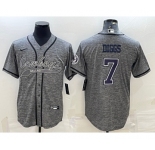 Men's Dallas Cowboys #7 Trevon Diggs Grey Gridiron With Patch Cool Base Stitched Baseball Jersey