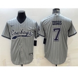 Men's Dallas Cowboys #7 Trevon Diggs Grey With Patch Cool Base Stitched Baseball Jersey