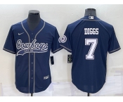 Men's Dallas Cowboys #7 Trevon Diggs Navy Blue Stitched Cool Base Nike Baseball Jersey