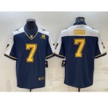 Men's Dallas Cowboys #7 Trevon Diggs Navy Gold Edition With 1960 Patch Limited Stitched Football Jersey