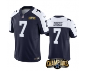 Men's Dallas Cowboys #7 Trevon Diggs Navy White 2023 F.U.S.E. NFC East Champions Patch Football Stitched Jersey