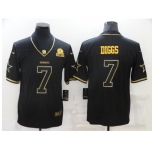 Men's Dallas Cowboys #7 Trevon Diggs Nike Black Gold Throwback Limited Jersey
