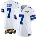 Men's Dallas Cowboys #7 Trevon Diggs White 2023 F.U.S.E. NFC East Champions Patch Football Stitched Jersey