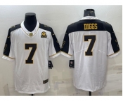 Men's Dallas Cowboys #7 Trevon Diggs White Gold Edition With 1960 Patch Limited Stitched Football Jersey