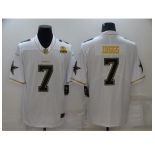 Men's Dallas Cowboys #7 Trevon Diggs White Gold Limited Player Jersey