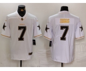 Men's Dallas Cowboys #7 Trevon Diggs White Golden Edition Limited Football Stitched Jersey