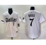 Men's Dallas Cowboys #7 Trevon Diggs White 'Gothic Lone Star Edition' Limited Stitched Baseball Jersey