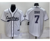 Men's Dallas Cowboys #7 Trevon Diggs White Stitched Cool Base Nike Baseball Jersey