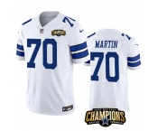 Men's Dallas Cowboys #70 Zack Martin White 2023 F.U.S.E. NFC East Champions Patch Football Stitched Jersey