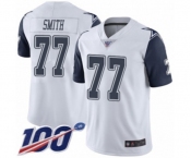 Men's Dallas Cowboys #77 Tyron Smith Limited White Rush Vapor Untouchable 100th Season Football Jersey