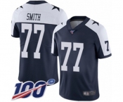 Men's Dallas Cowboys #77 Tyron Smith Navy Blue Throwback Alternate Vapor Untouchable Limited Player 100th Season Football Jersey