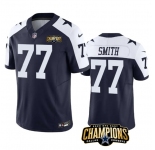 Men's Dallas Cowboys #77 Tyron Smith Navy White 2023 F.U.S.E. NFC East Champions Patch Football Stitched Jersey