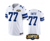 Men's Dallas Cowboys #77 Tyron Smith White 2023 F.U.S.E. NFC East Champions Patch Football Stitched Jersey