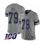 Men's Dallas Cowboys #79 Trysten Hill Limited Gray Inverted Legend 100th Season Football Jersey