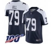 Men's Dallas Cowboys #79 Trysten Hill Navy Blue Throwback Alternate Vapor Untouchable Limited Player 100th Season Football Jersey