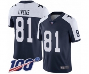 Men's Dallas Cowboys #81 Terrell Owens Navy Blue Throwback Alternate Vapor Untouchable Limited Player 100th Season Football Jersey