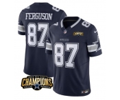 Men's Dallas Cowboys #87 Jake Ferguson Navy 2023 F.U.S.E. NFC East Champions Patch Football Stitched Jersey