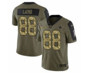 Men's Dallas Cowboys #88 CeeDee Lamb 2021 Olive Camo Salute To Service Limited Stitched Football Jersey