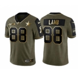 Men's Dallas Cowboys #88 CeeDee Lamb 2021 Olive Salute To Service Golden Limited Stitched Football Jersey