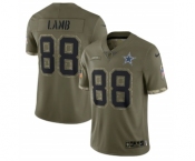 Men's Dallas Cowboys #88 CeeDee Lamb 2022 Olive Salute To Service Limited Stitched Jersey