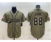 Men's Dallas Cowboys #88 CeeDee Lamb 2022 Olive Salute to Service Cool Base Stitched Baseball Jersey