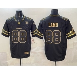 Men's Dallas Cowboys #88 CeeDee Lamb Black Gold 2025 F.U.S.E. 94 Marshawn Kneeland Memorial Patch Vapor Limited Stitched Football Jersey