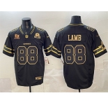 Men's Dallas Cowboys #88 CeeDee Lamb Black Gold 2025 F.U.S.E. With 5x Super Bowl Champions & Established In 1960 Patch Vapor Limited Stitched Football Jers