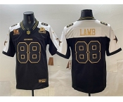 Men's Dallas Cowboys #88 CeeDee Lamb Black Gold F.U.S.E. With 5x Super Bowl Champions & Established In 1960 Patch Vapor Limited Stitched Football Jersey