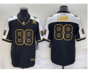 Men's Dallas Cowboys #88 CeeDee Lamb Black Gold Thanksgiving With Patch Stitched Jersey